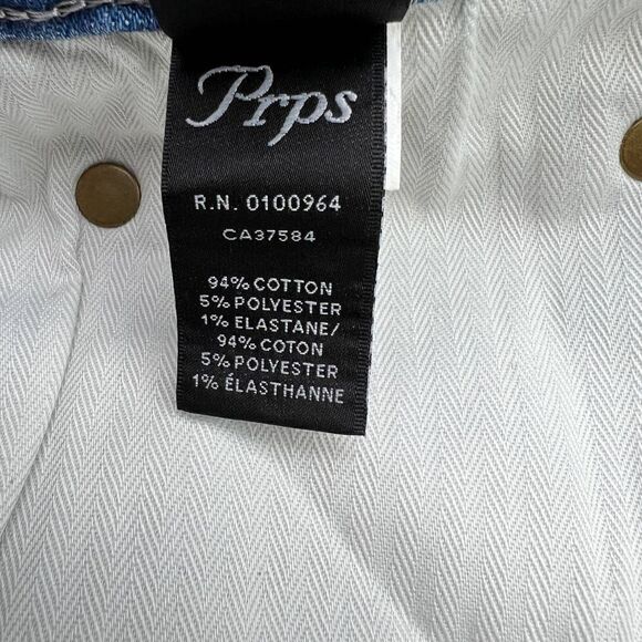 New PRPS Le Sabre Men US 31 Light Wash Jeans Ripped Bleached Slim Fit Casual - Picture 12 of 13